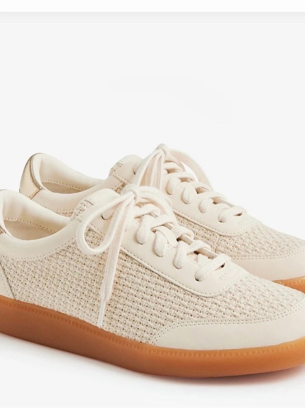 J.Crew Crochet  City Sneaker in White & Gold